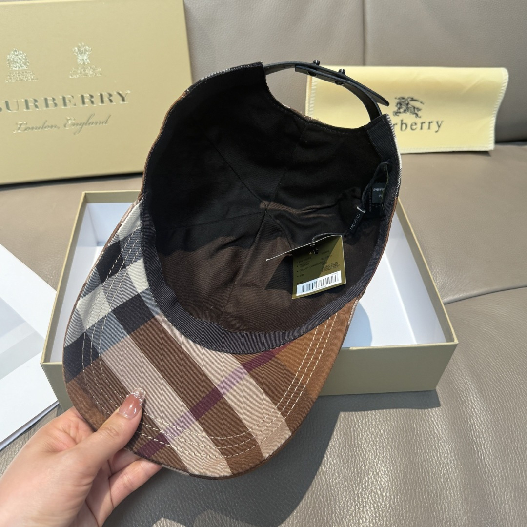 新款出货配盒子布袋Burberry（巴宝莉）原单棒球帽， 专柜热卖款，经典格子，1:1开模订制，帆布面料