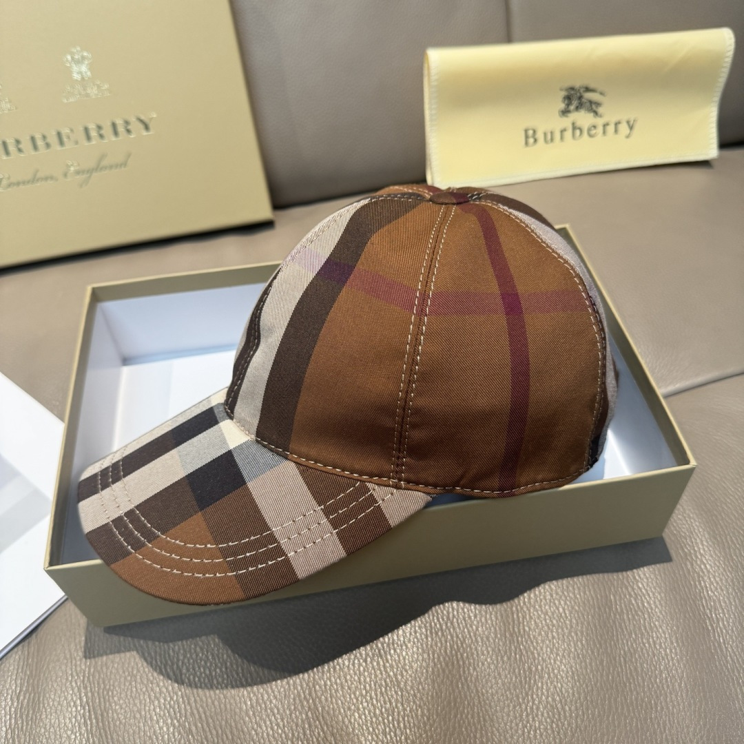 Burberry 配盒子布袋Burberry（巴宝莉） 棒球帽 款 格子 1:1开模订制 帆布面料