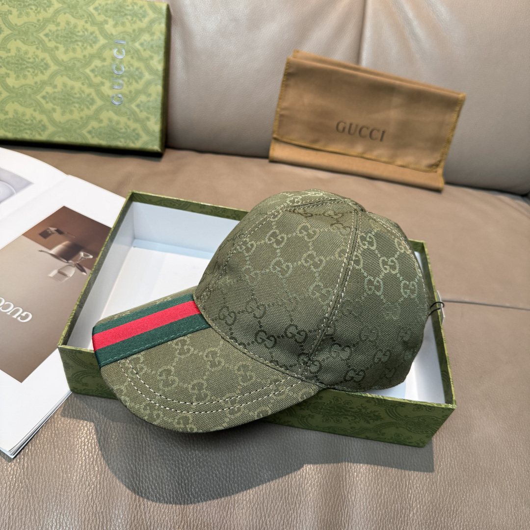 Gucci 配盒子布袋 Gucci(古奇)最新 棒球帽 宽版织带 1:1开模订制 帆布料+头层牛皮