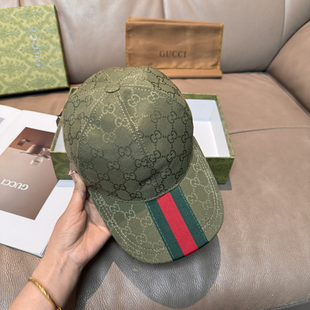 Gucci 配盒子布袋 Gucci(古奇)最新 棒球帽 宽版织带 1:1开模订制 帆布料+头层牛皮