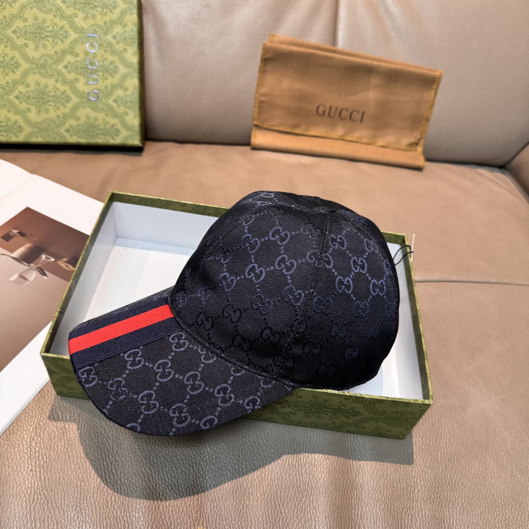 Gucci 配盒子布袋 Gucci(古奇)最新 棒球帽 宽版织带 1:1开模订制 帆布料+头层牛皮