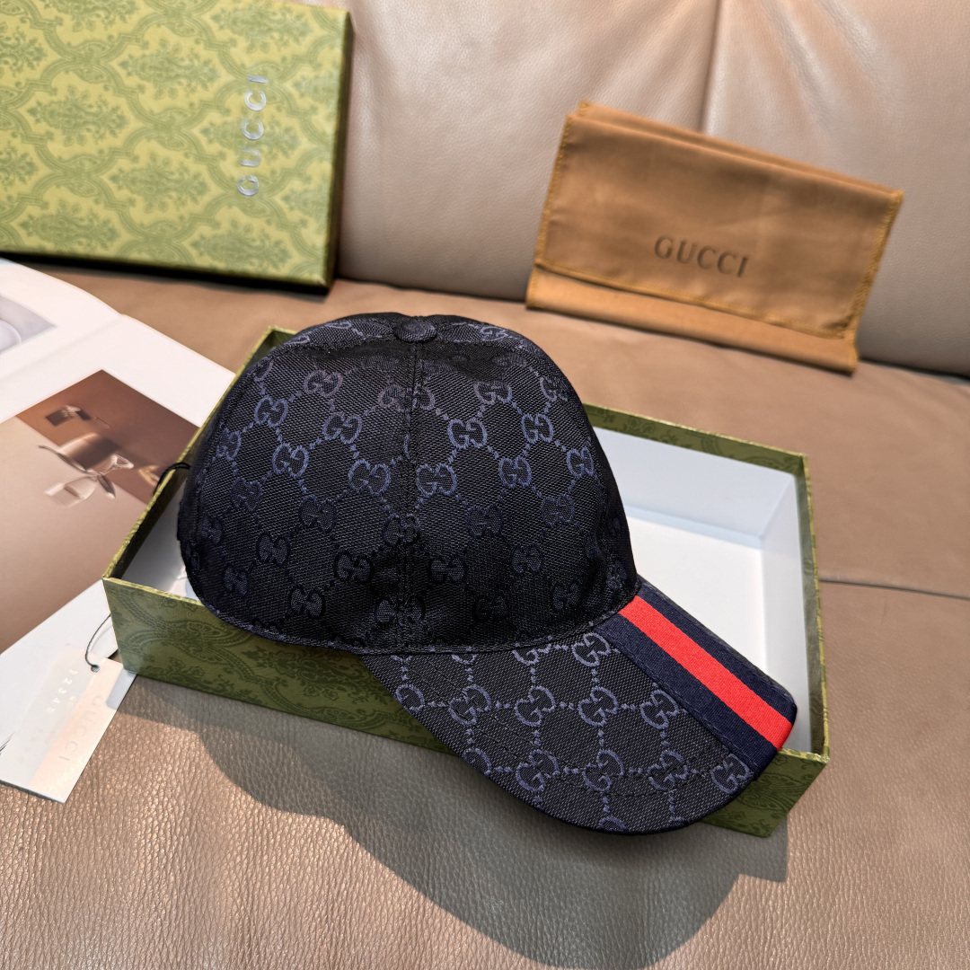 Gucci 配盒子布袋 Gucci(古奇)最新 棒球帽 宽版织带 1:1开模订制 帆布料+头层牛皮