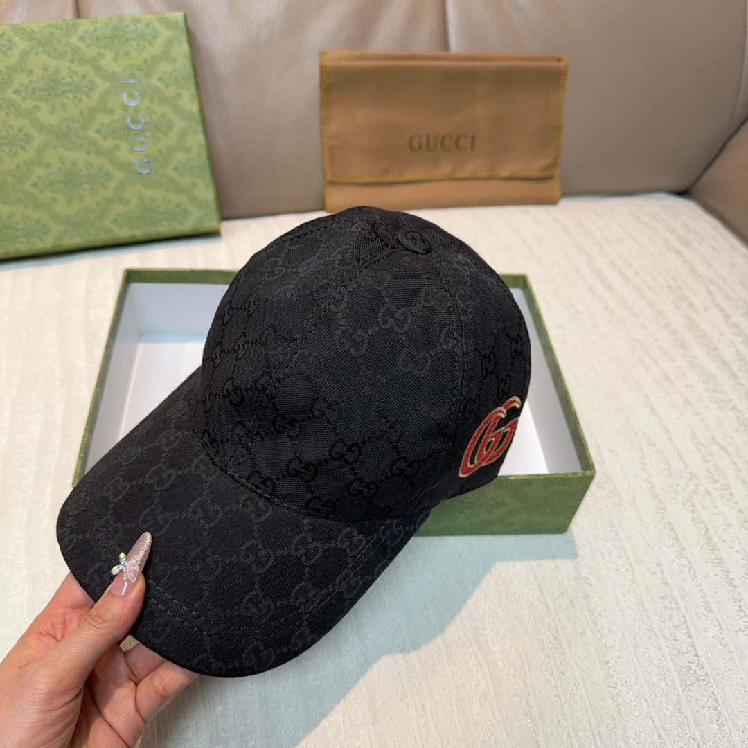 Gucci 配盒子布袋 Gucci(古奇)新款 棒球帽 侧面大双G刺绣 1:1开模订制 重工刺绣