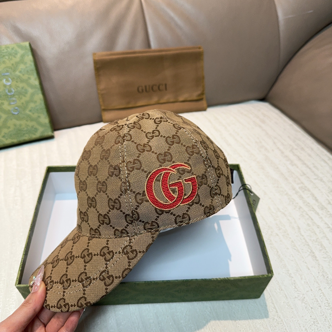 Gucci 配盒子布袋 Gucci(古奇)新款 棒球帽 侧面大双G刺绣 1:1开模订制 重工刺绣