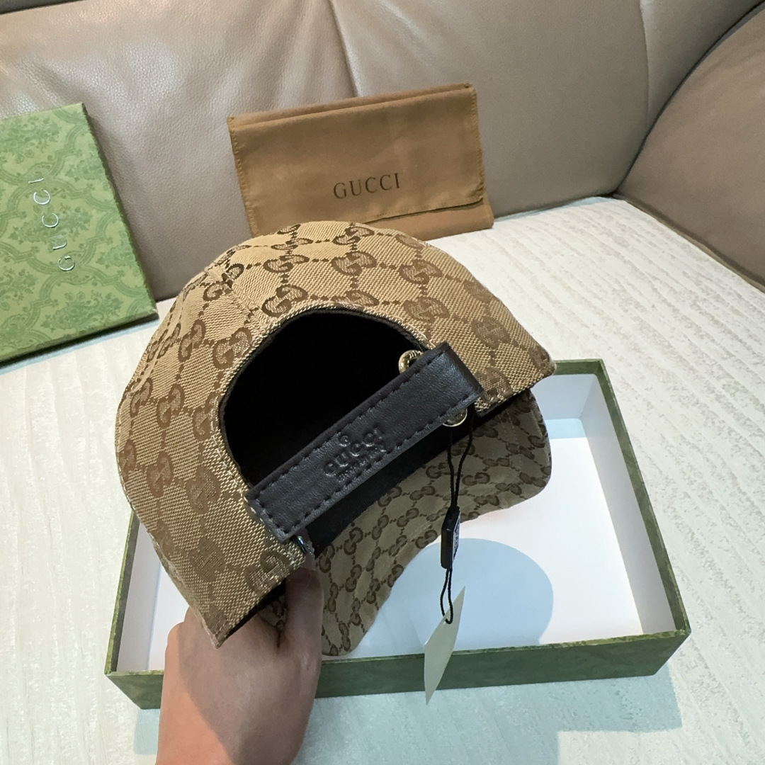 配盒子布袋，Gucci(古奇)新款原单棒球帽，侧面大双G刺绣，1:1开模订制，重工刺绣，细节可媲美专柜，