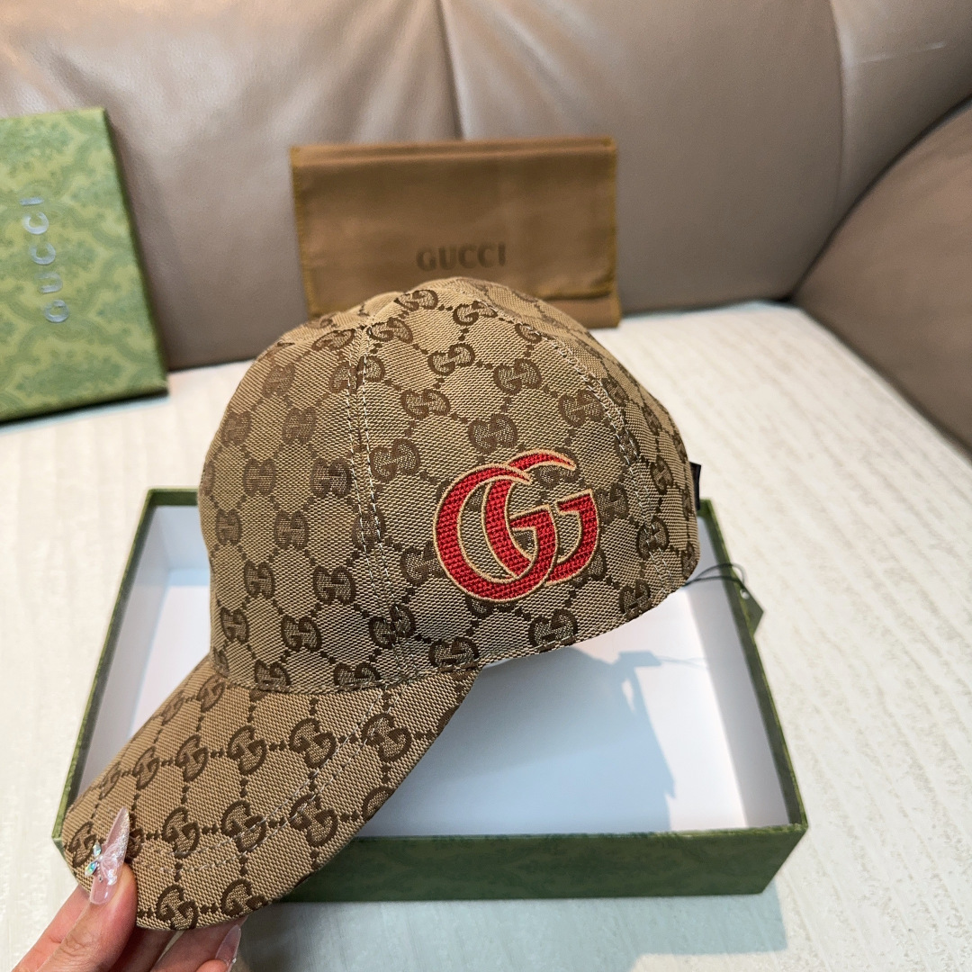 Gucci 配盒子布袋 Gucci(古奇)新款 棒球帽 侧面大双G刺绣 1:1开模订制 重工刺绣