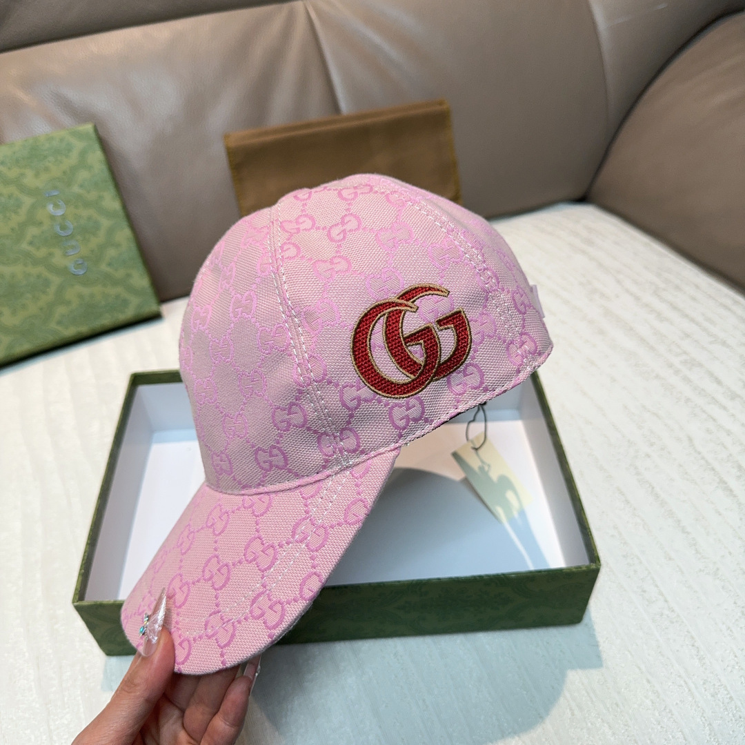 Gucci 配盒子布袋 Gucci(古奇)新款 棒球帽 侧面大双G刺绣 1:1开模订制 重工刺绣