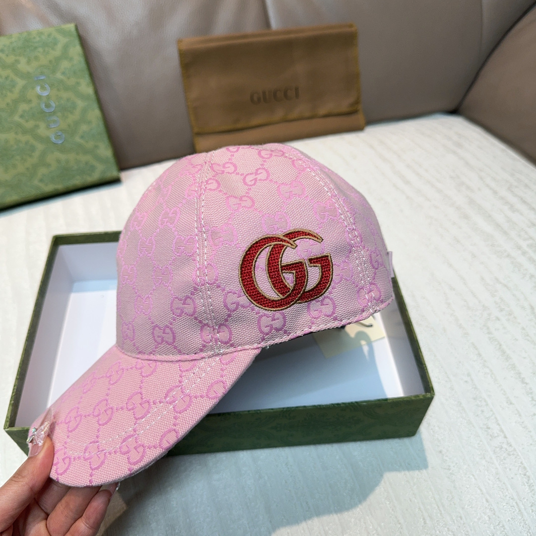 Gucci 配盒子布袋 Gucci(古奇)新款 棒球帽 侧面大双G刺绣 1:1开模订制 重工刺绣