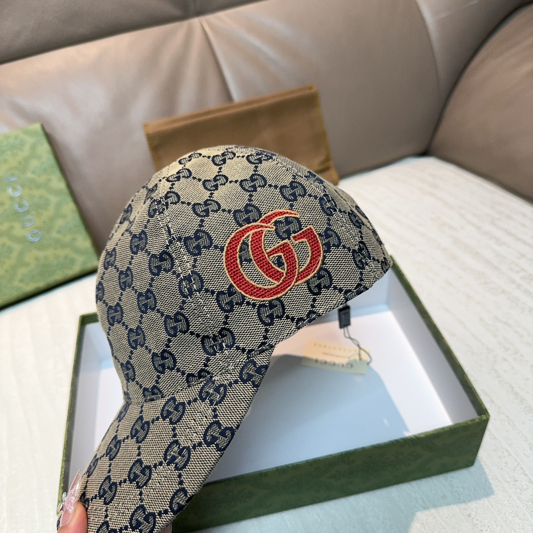 Gucci 配盒子布袋 Gucci(古奇)新款 棒球帽 侧面大双G刺绣 1:1开模订制 重工刺绣