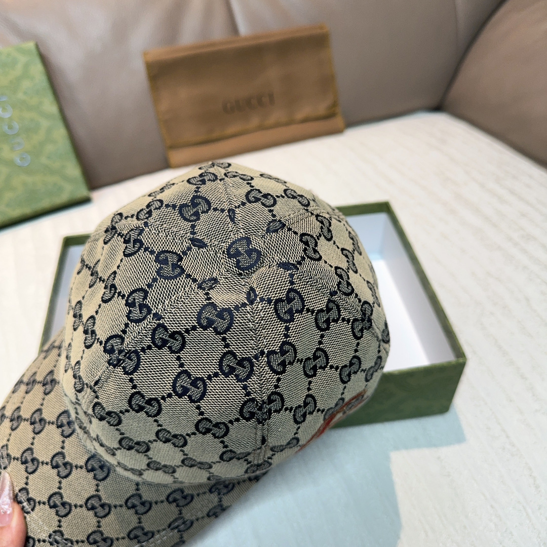 Gucci 配盒子布袋 Gucci(古奇)新款 棒球帽 侧面大双G刺绣 1:1开模订制 重工刺绣