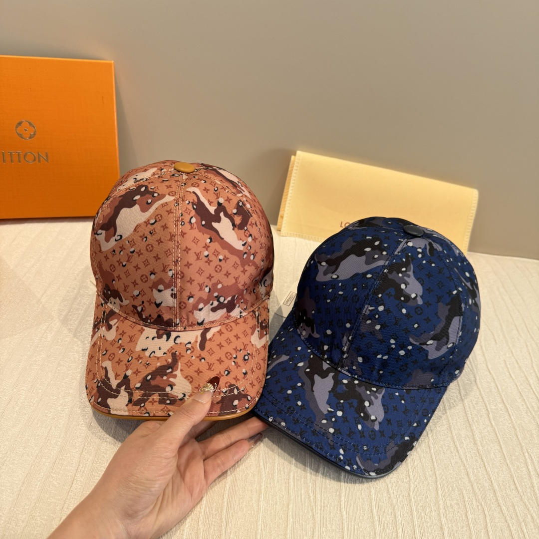 Louis Vuitton 配盒子布袋 LV(路易威登)新款 棒球帽 lv迷彩印花 1:1开模订制 牛仔布料