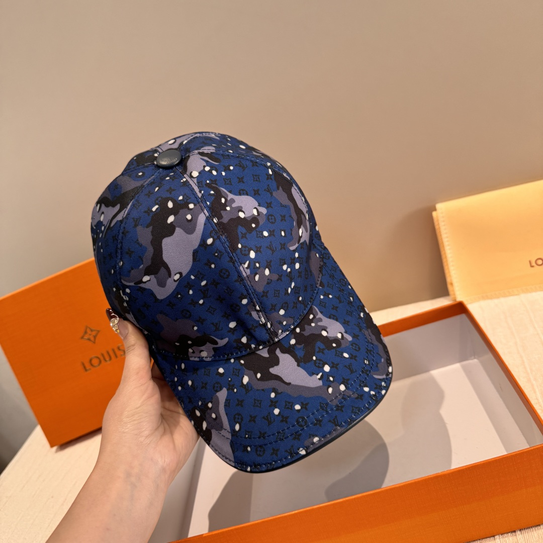 Louis Vuitton 配盒子布袋 LV(路易威登)新款 棒球帽 lv迷彩印花 1:1开模订制 牛仔布料