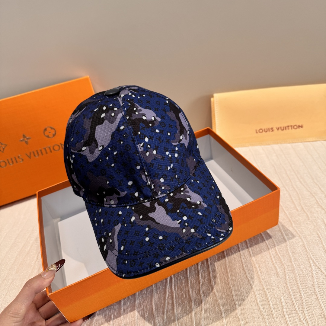 Louis Vuitton 配盒子布袋 LV(路易威登)新款 棒球帽 lv迷彩印花 1:1开模订制 牛仔布料