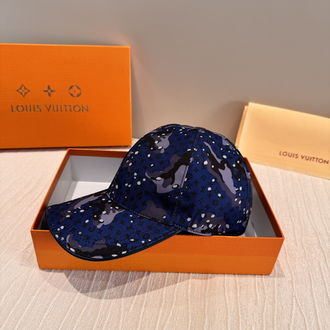 Louis Vuitton 配盒子布袋 LV(路易威登)新款 棒球帽 lv迷彩印花 1:1开模订制 牛仔布料