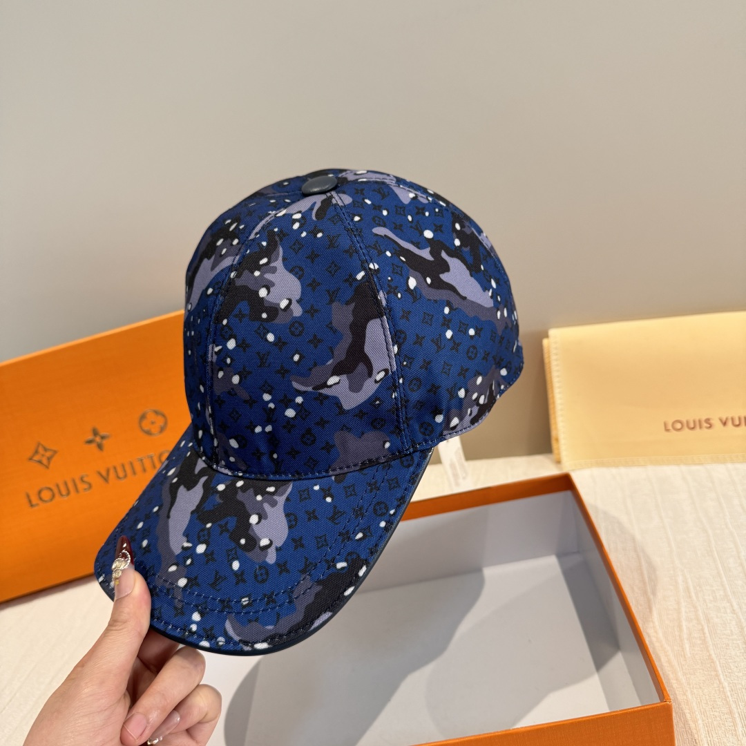Louis Vuitton 配盒子布袋 LV(路易威登)新款 棒球帽 lv迷彩印花 1:1开模订制 牛仔布料