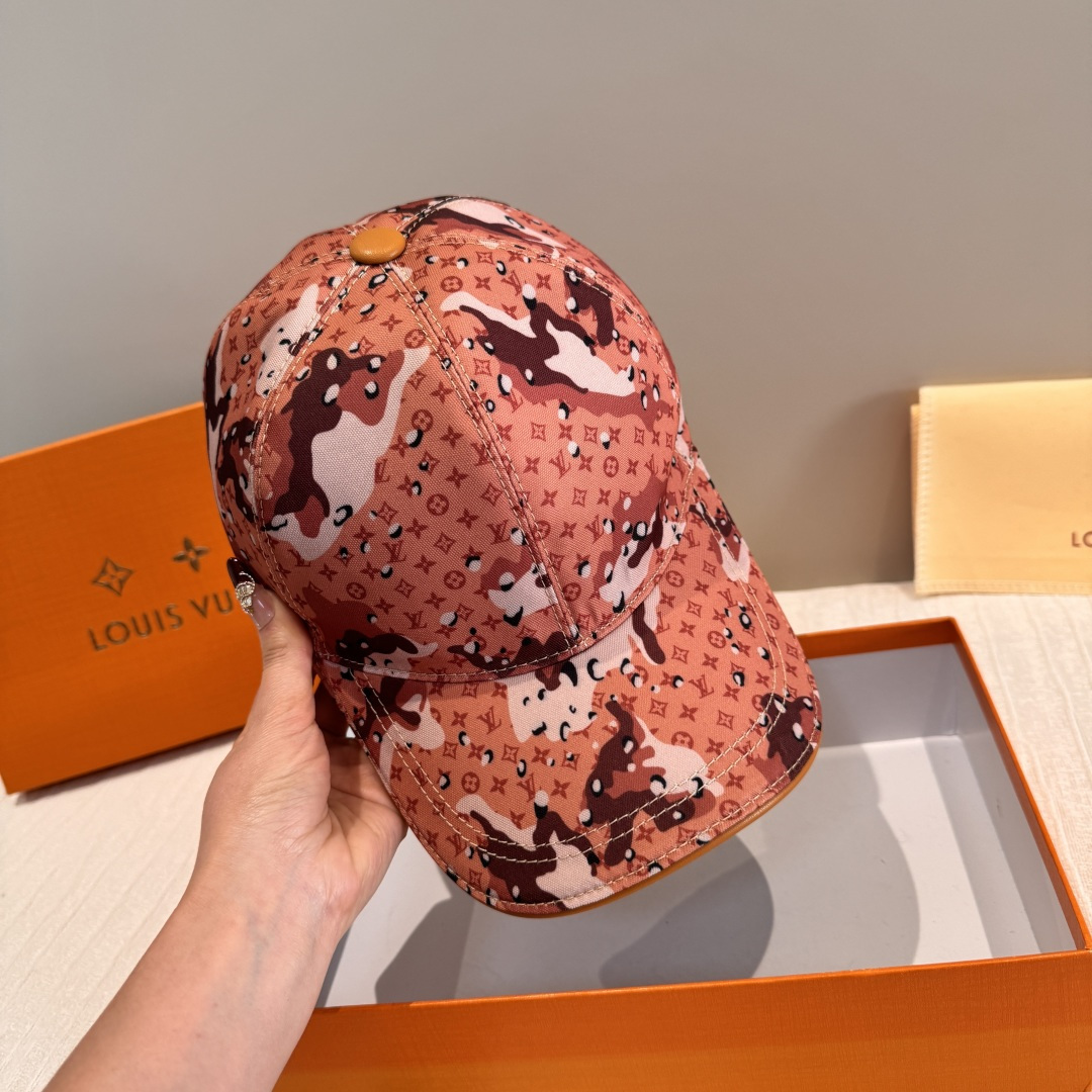 Louis Vuitton 配盒子布袋 LV(路易威登)新款 棒球帽 lv迷彩印花 1:1开模订制 牛仔布料