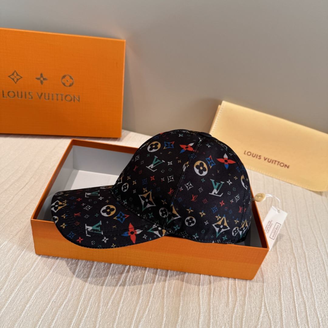 Louis Vuitton 配盒子布袋 LV(路易威登)新款 棒球帽 十三彩印花 1:1开模订制 牛仔布料