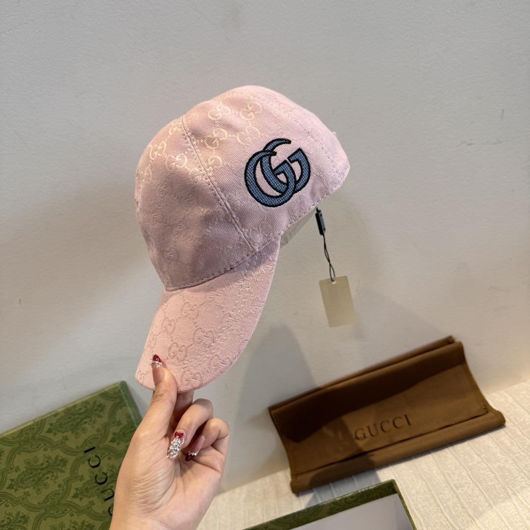 配盒子布袋，Gucci(古奇)新款原单棒球帽，侧面大双G刺绣，1:1开模订制，重工刺绣，细节可媲美专柜，