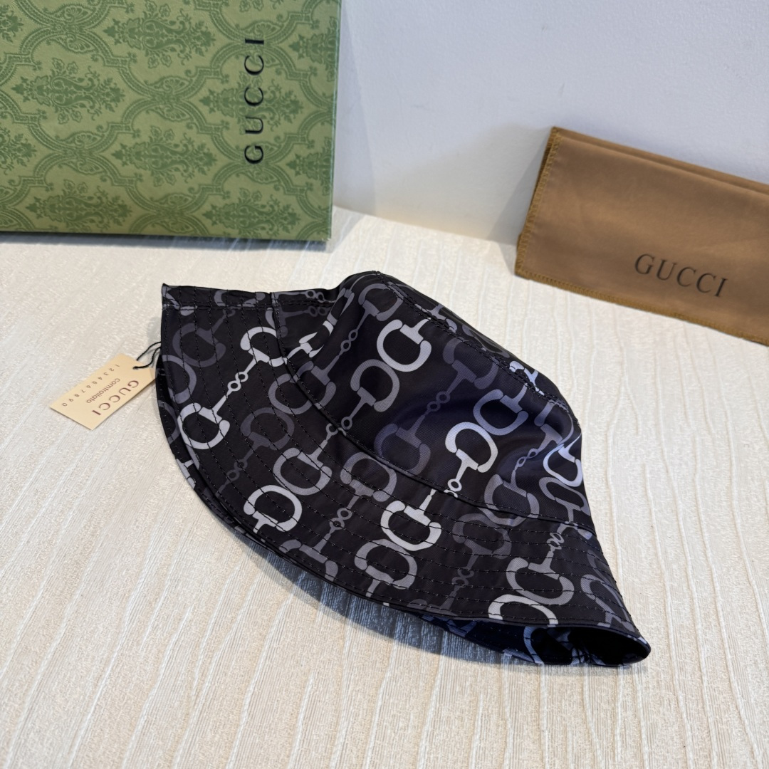 配包装布袋，Guc*i古奇新款原单渔夫帽，马衔扣渔夫帽，专柜1:1开模订制，原版素缎面料+纯棉里衬，轻盈