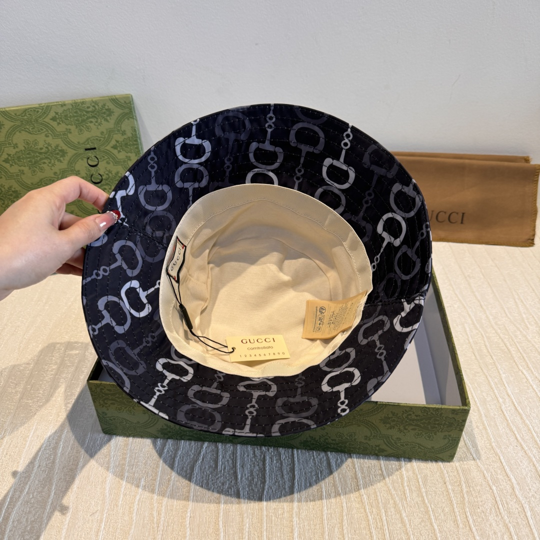 配包装布袋，Guc*i古奇新款原单渔夫帽，马衔扣渔夫帽，专柜1:1开模订制，原版素缎面料+纯棉里衬，轻盈