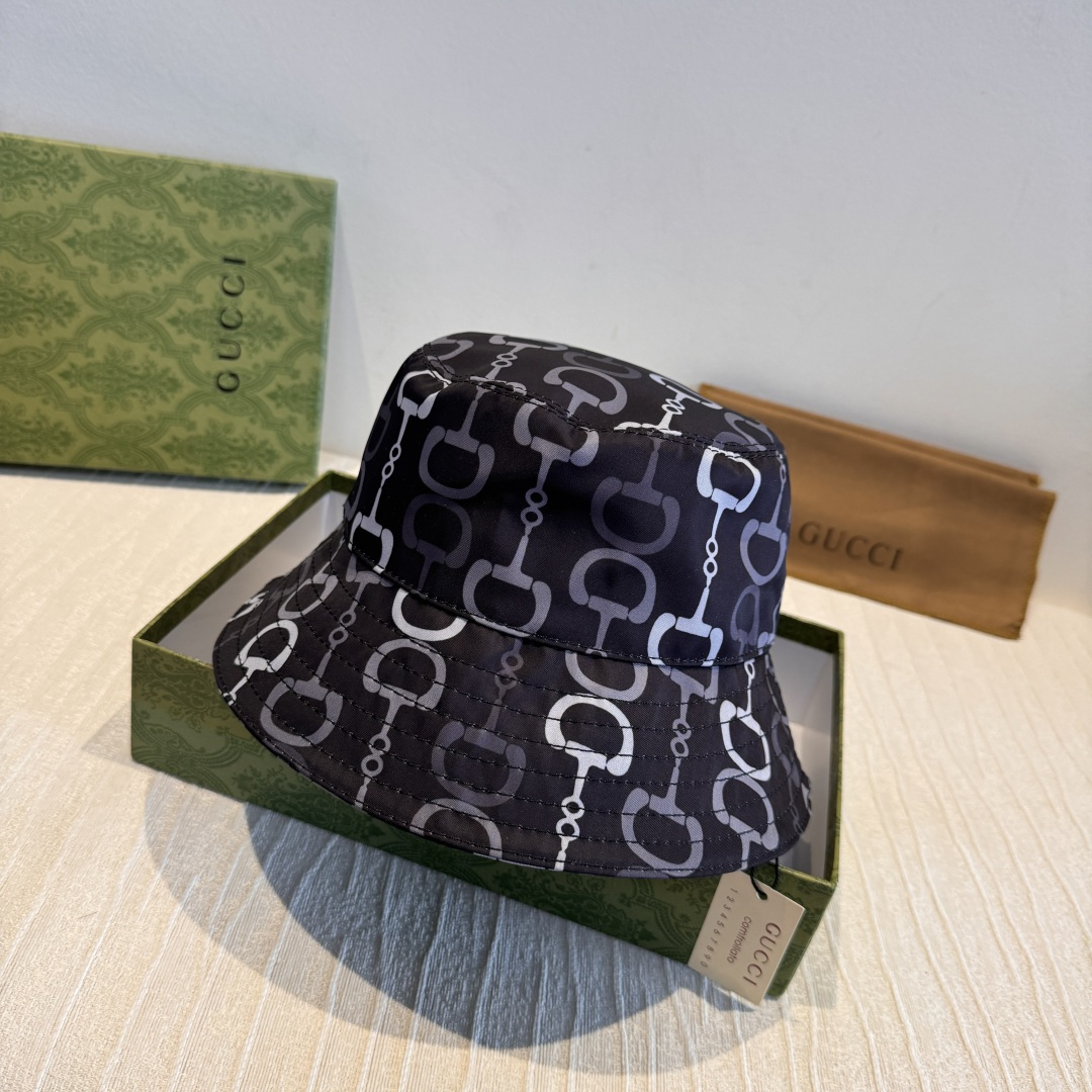 配包装布袋，Guc*i古奇新款原单渔夫帽，马衔扣渔夫帽，专柜1:1开模订制，原版素缎面料+纯棉里衬，轻盈