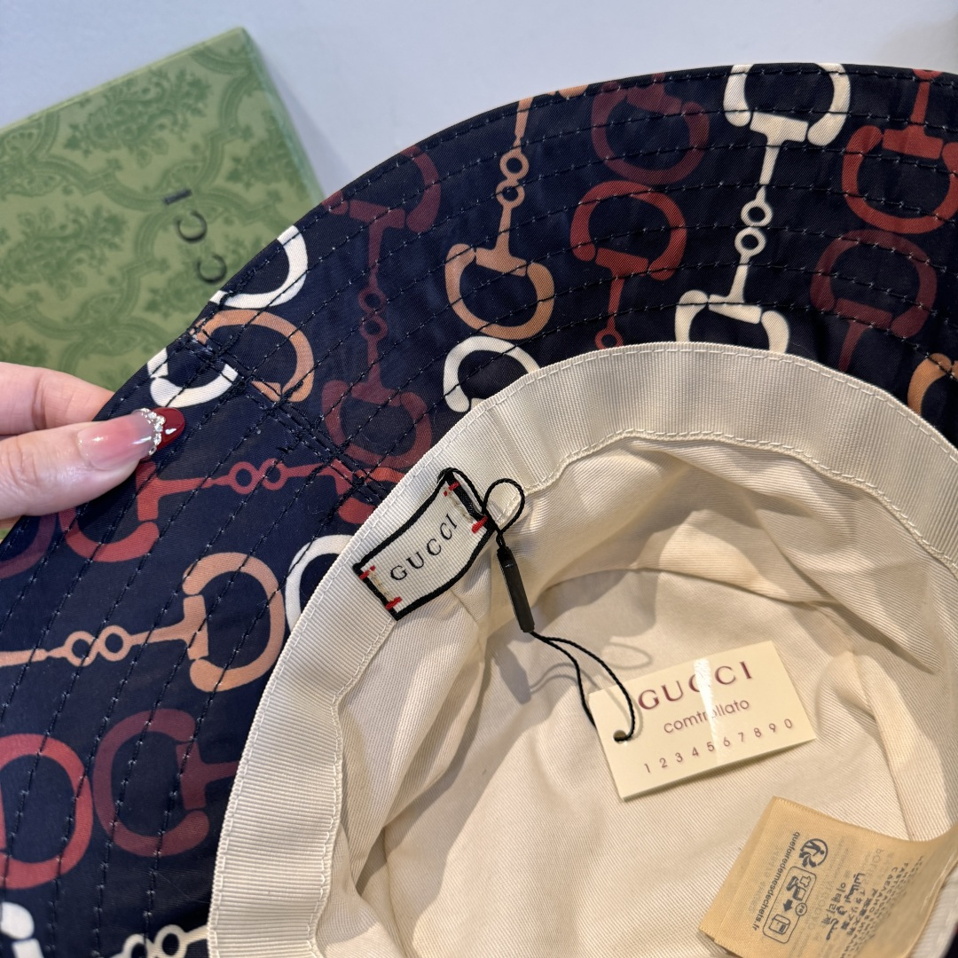 配包装布袋，Guc*i古奇新款原单渔夫帽，马衔扣渔夫帽，专柜1:1开模订制，原版素缎面料+纯棉里衬，轻盈