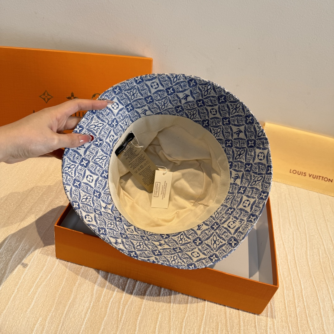 配包装布袋，Lv经典款原单渔夫帽，顶级版本，专柜1:1开模订制，原版牛仔提花布料+纯棉里衬，轻盈透气！质