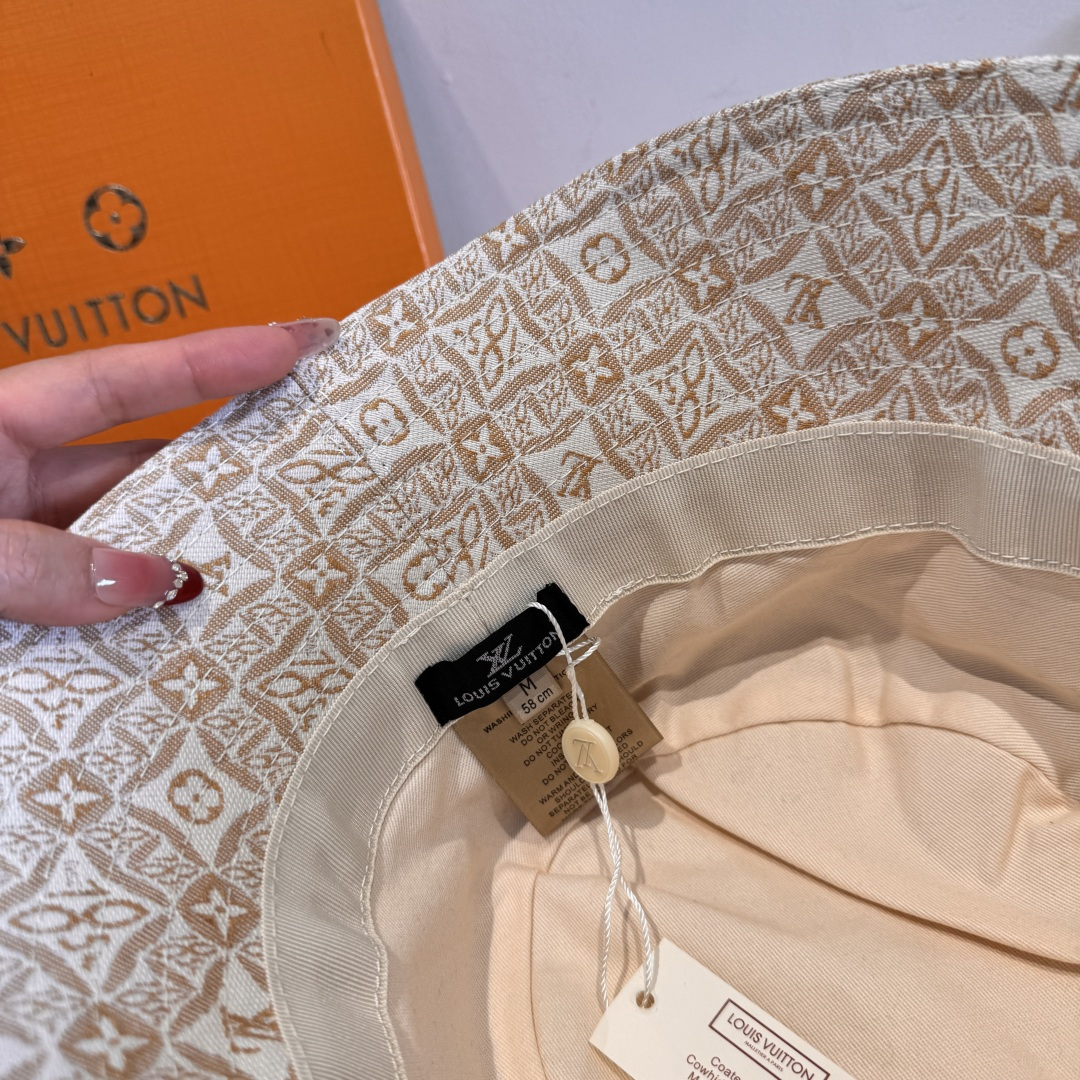 配包装布袋，Lv经典款原单渔夫帽，顶级版本，专柜1:1开模订制，原版牛仔提花布料+纯棉里衬，轻盈透气！质