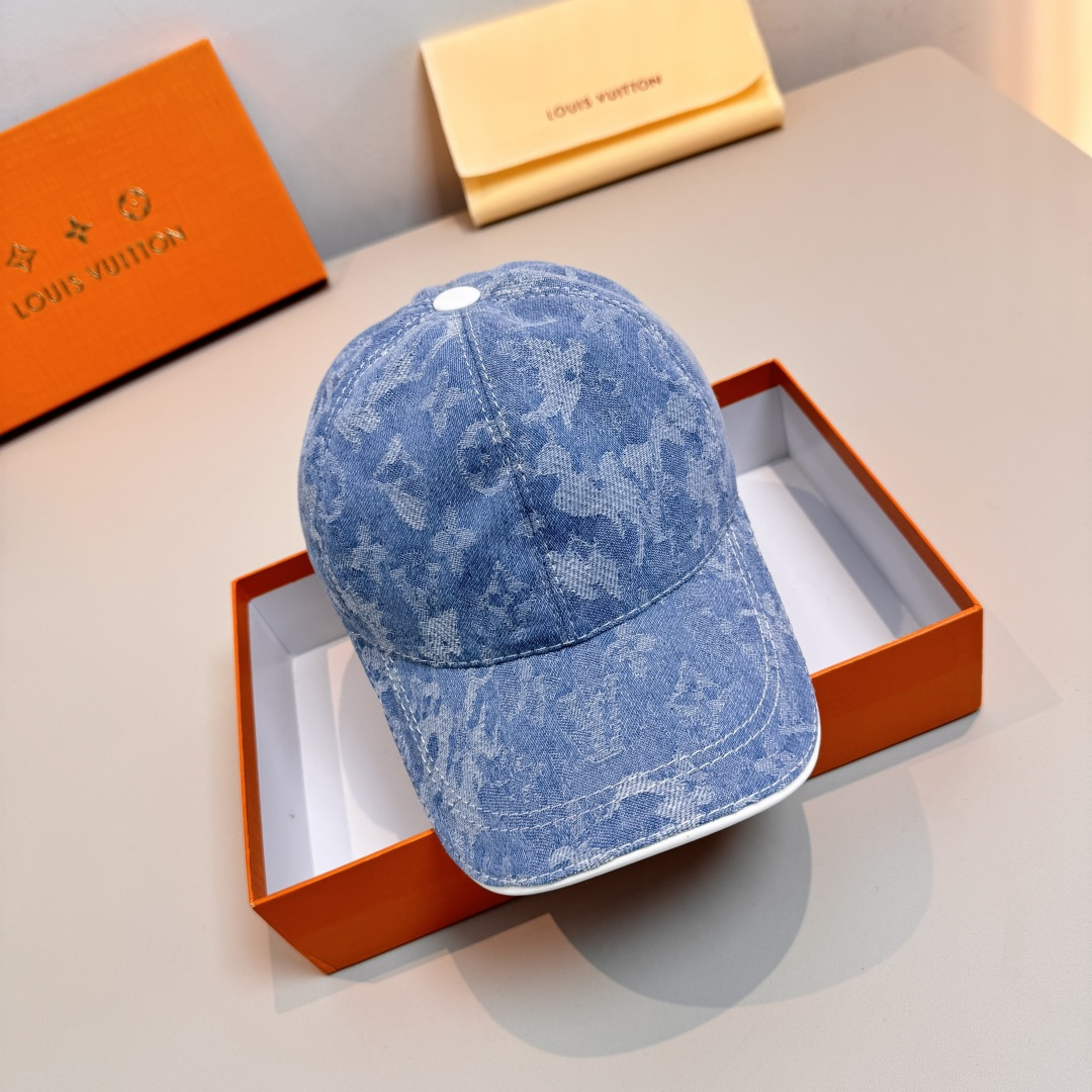 配盒子布袋，LV路易威登新款原单棒球帽，LV牛仔提花，专柜1:1开模订制，原版帆布面料+头层牛皮，轻盈透