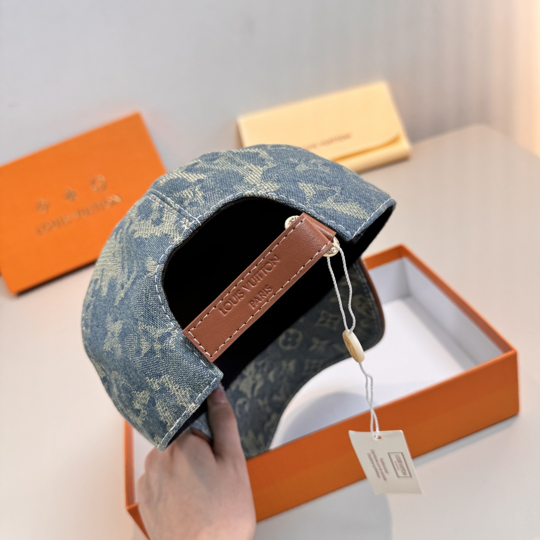 配盒子布袋，LV路易威登新款原单棒球帽，LV牛仔提花，专柜1:1开模订制，原版帆布面料+头层牛皮，轻盈透