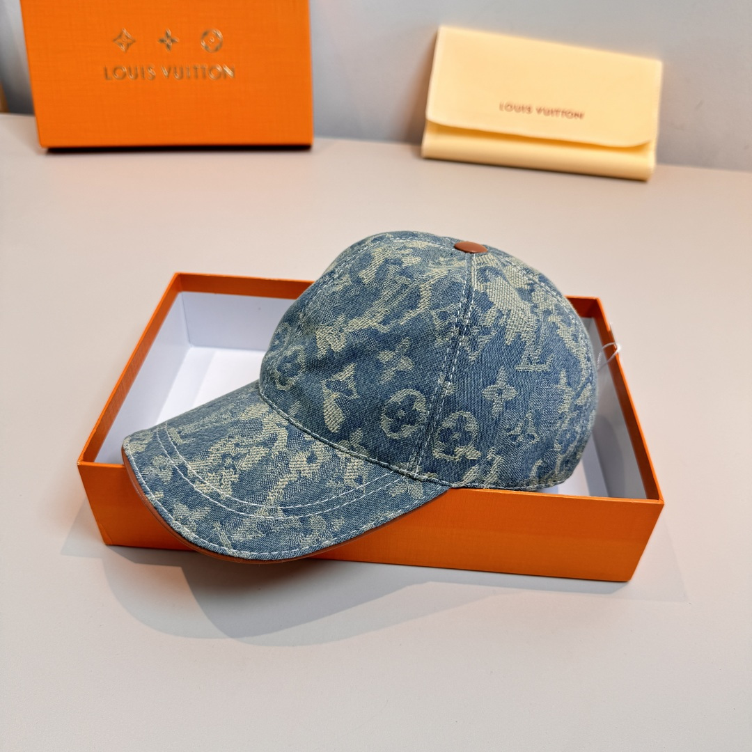 配盒子布袋，LV路易威登新款原单棒球帽，LV牛仔提花，专柜1:1开模订制，原版帆布面料+头层牛皮，轻盈透