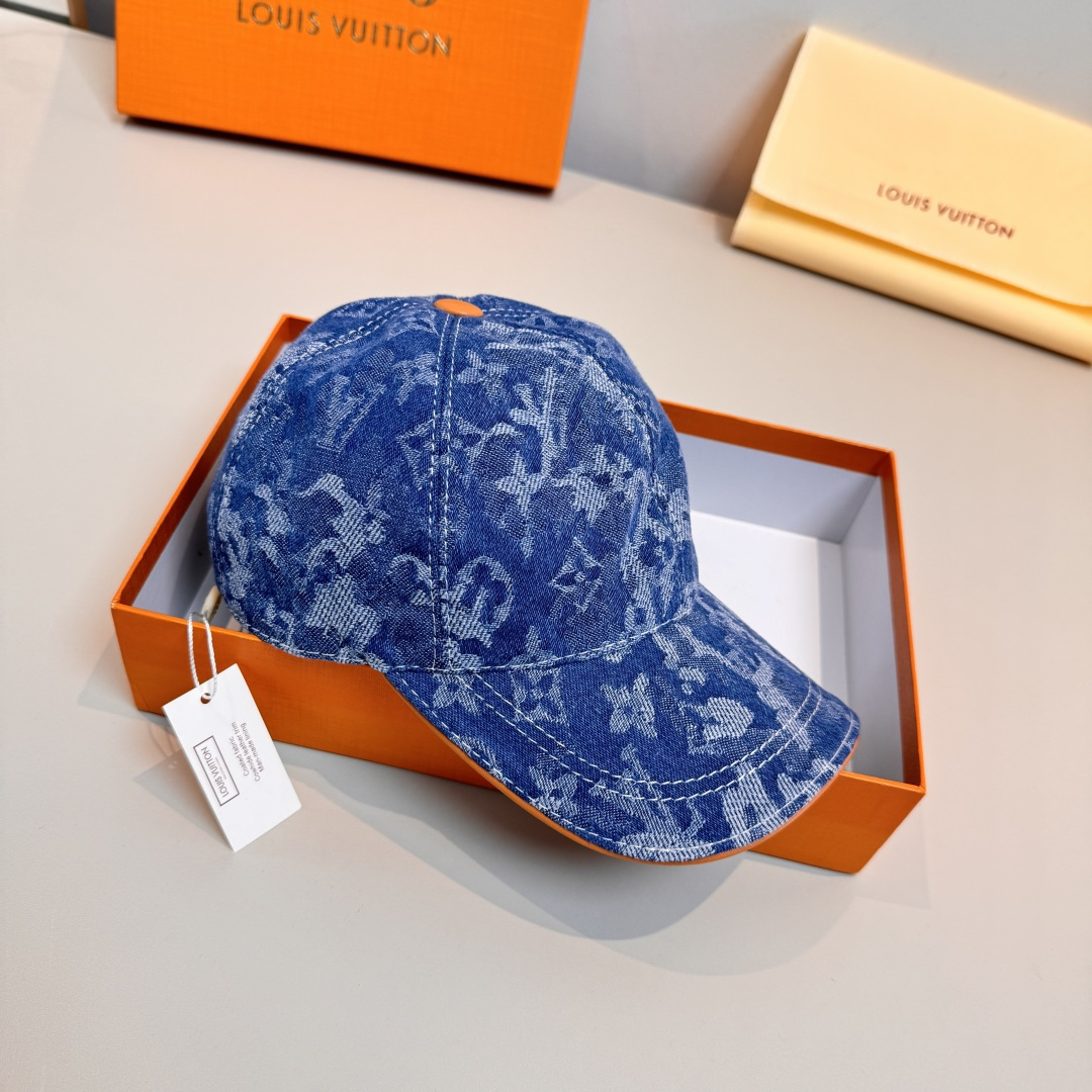 配盒子布袋，LV路易威登新款原单棒球帽，LV牛仔提花，专柜1:1开模订制，原版帆布面料+头层牛皮，轻盈透