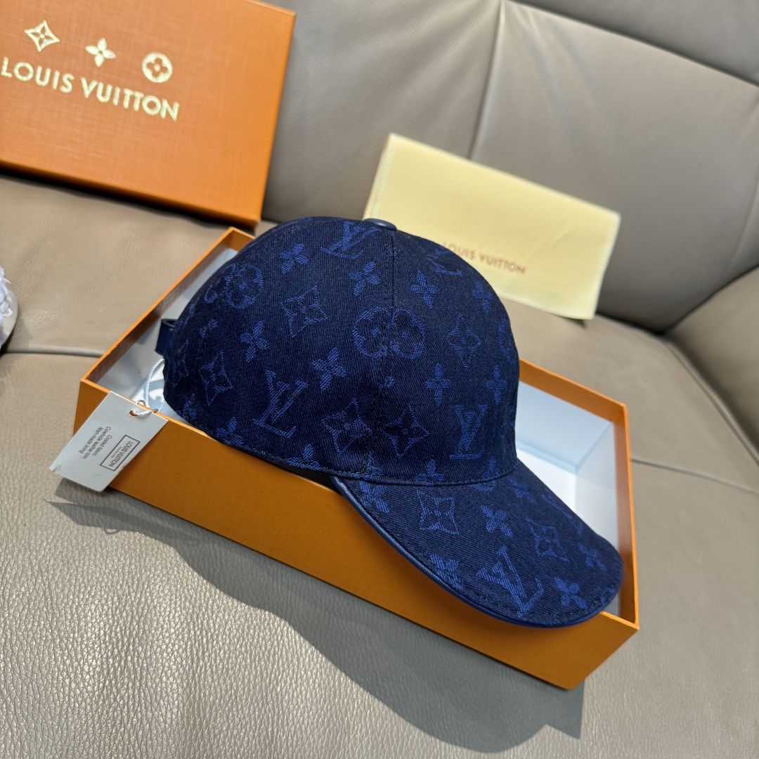配盒子布袋，LV路易威登新款原单棒球帽，LV牛仔提花，专柜1:1开模订制，原版帆布面料+头层牛皮，轻盈透