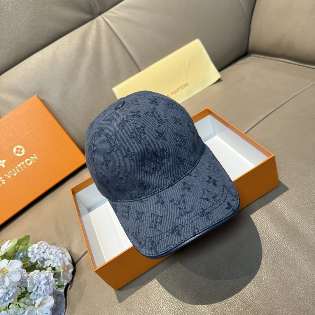 配盒子布袋，LV路易威登新款原单棒球帽，LV牛仔提花，专柜1:1开模订制，原版帆布面料+头层牛皮，轻盈透