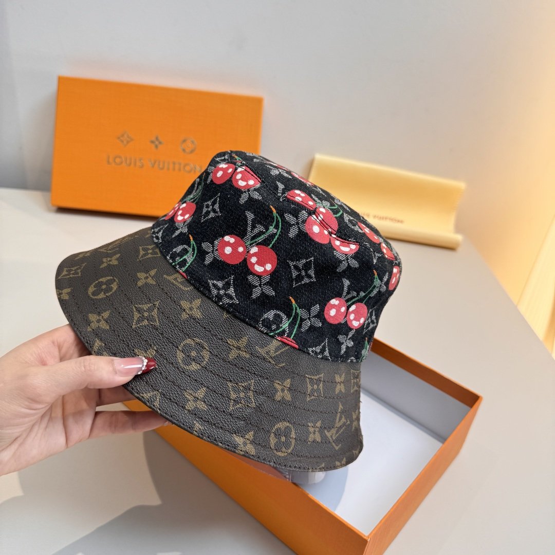 配包装布袋，Lv经典款原单渔夫帽，顶级版本，专柜1:1开模订制，原版牛仔提花布料+纯棉里衬，轻盈透气！质