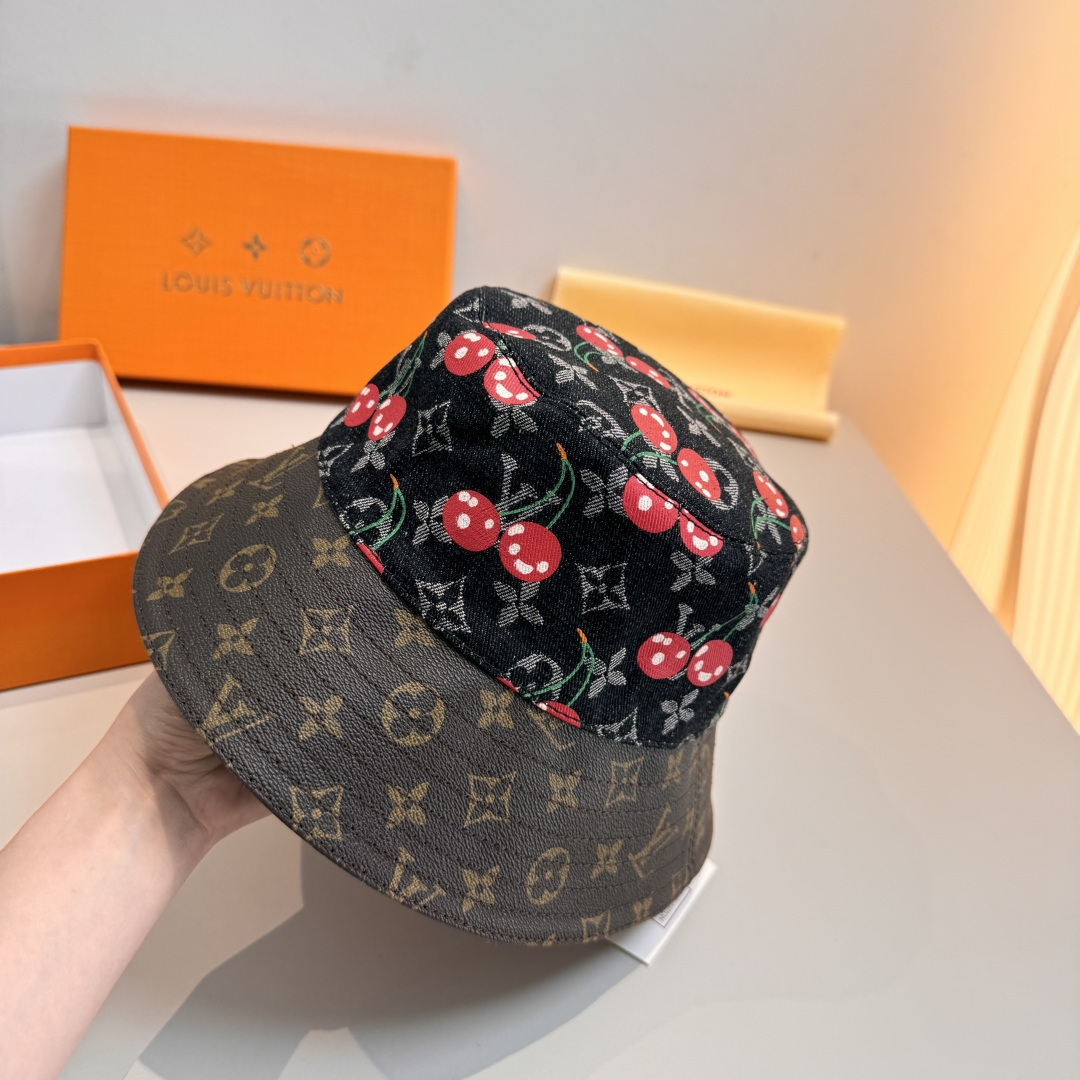 配包装布袋，Lv经典款原单渔夫帽，顶级版本，专柜1:1开模订制，原版牛仔提花布料+纯棉里衬，轻盈透气！质