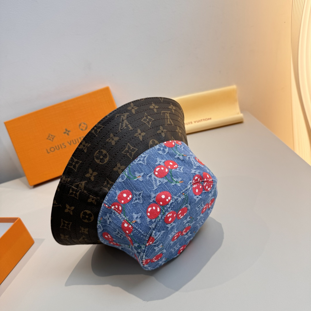 配包装布袋，Lv经典款原单渔夫帽，顶级版本，专柜1:1开模订制，原版牛仔提花布料+纯棉里衬，轻盈透气！质