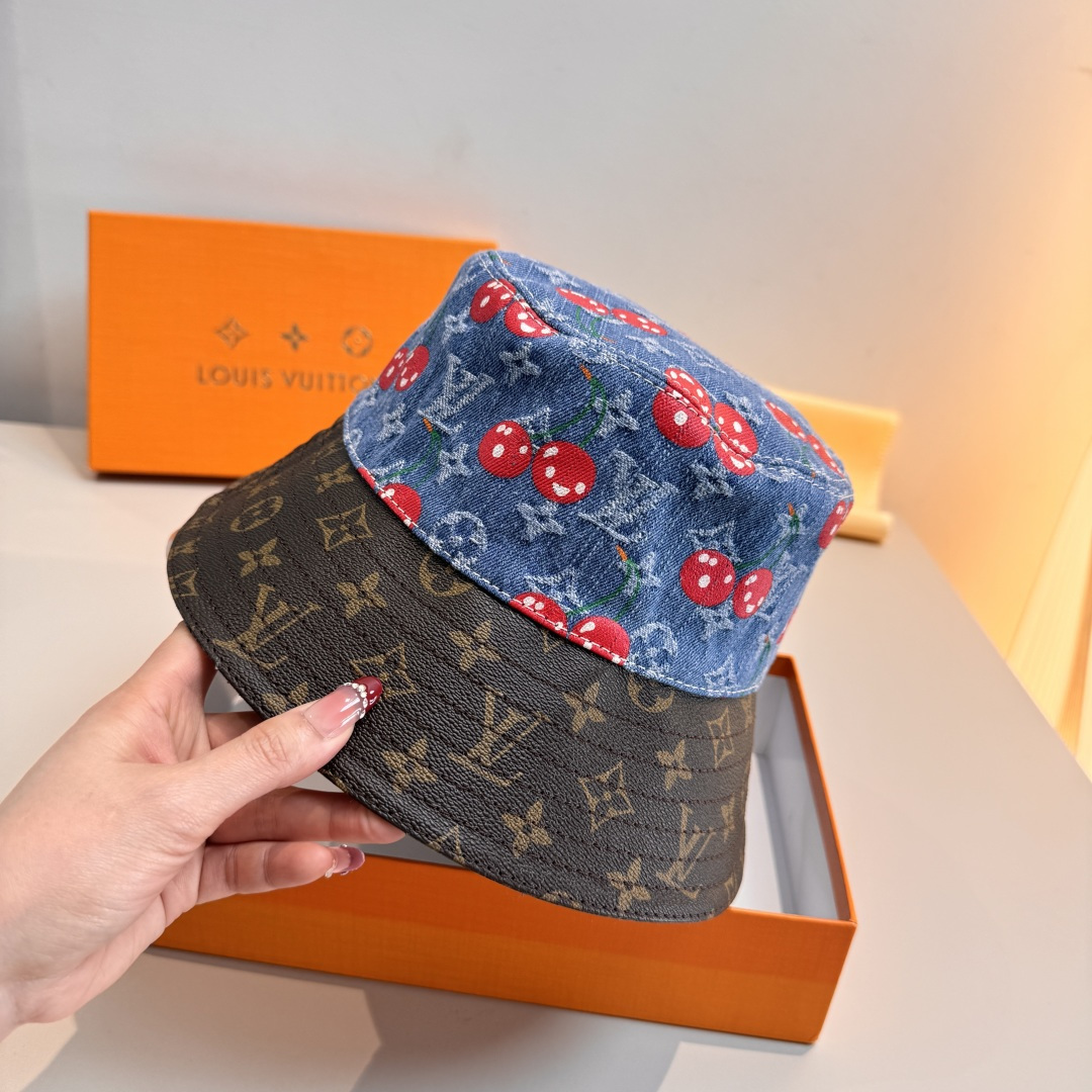 配包装布袋，Lv经典款原单渔夫帽，顶级版本，专柜1:1开模订制，原版牛仔提花布料+纯棉里衬，轻盈透气！质
