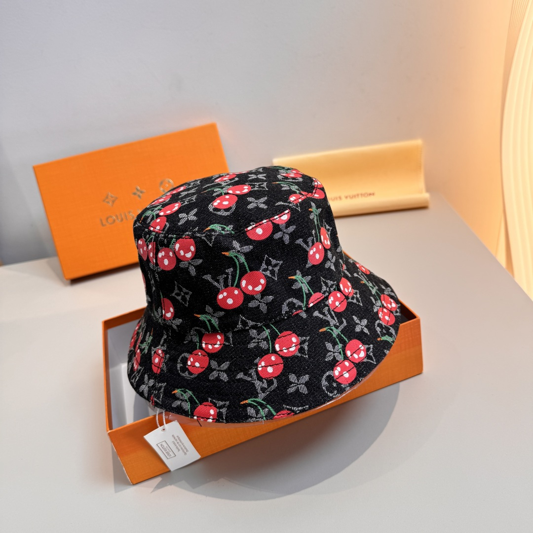 配包装布袋，Lv经典款原单渔夫帽，顶级版本，专柜1:1开模订制，原版牛仔提花布料+纯棉里衬，轻盈透气！质