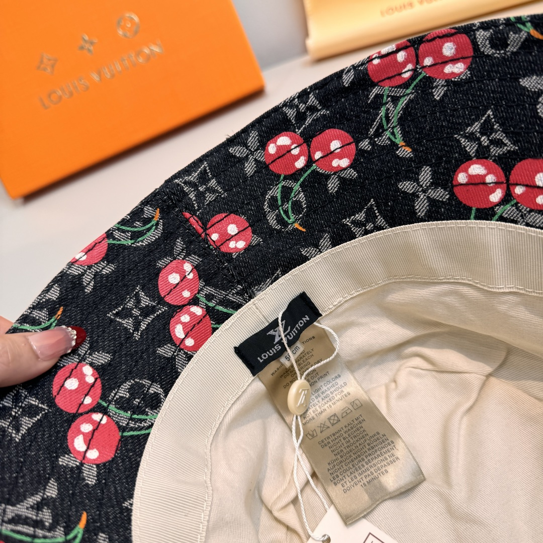 配包装布袋，Lv经典款原单渔夫帽，顶级版本，专柜1:1开模订制，原版牛仔提花布料+纯棉里衬，轻盈透气！质