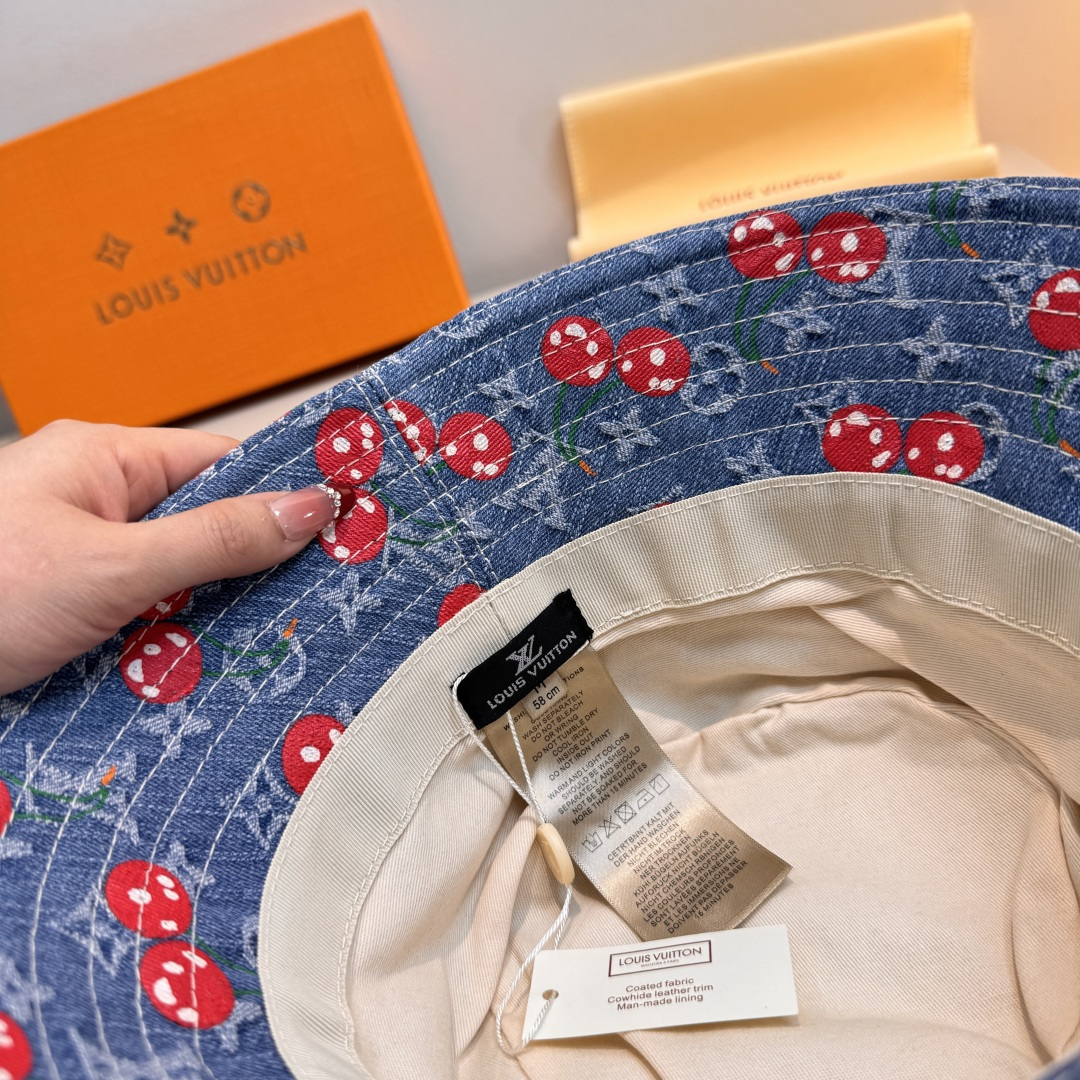 配包装布袋，Lv经典款原单渔夫帽，顶级版本，专柜1:1开模订制，原版牛仔提花布料+纯棉里衬，轻盈透气！质