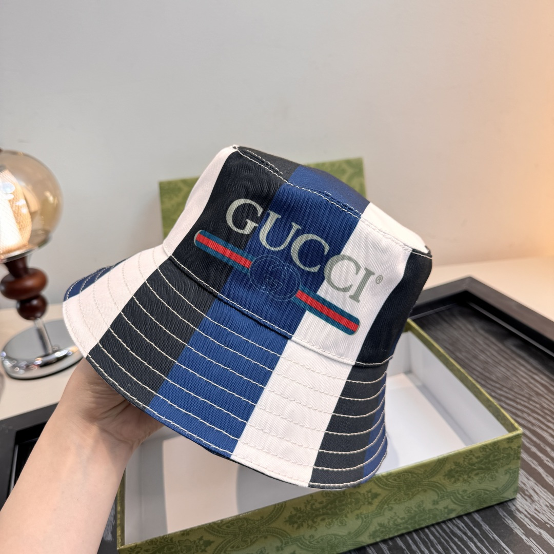 配包装布袋，Gucci古奇新款原单渔夫帽，丝印GUCCI，专柜1:1开模订制，原版帆布料+纯棉里衬，轻盈
