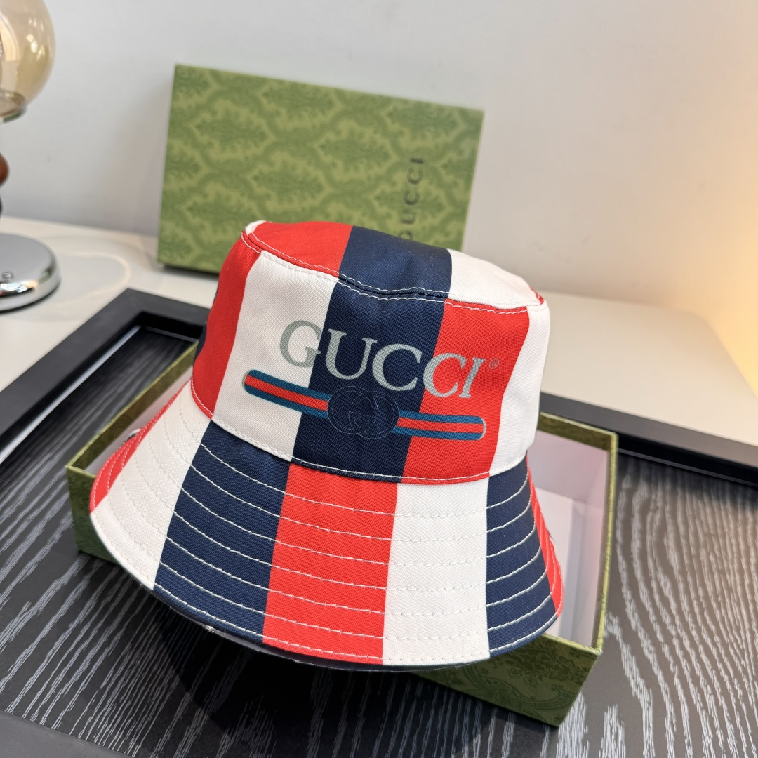 配包装布袋，Gucci古奇新款原单渔夫帽，丝印GUCCI，专柜1:1开模订制，原版帆布料+纯棉里衬，轻盈