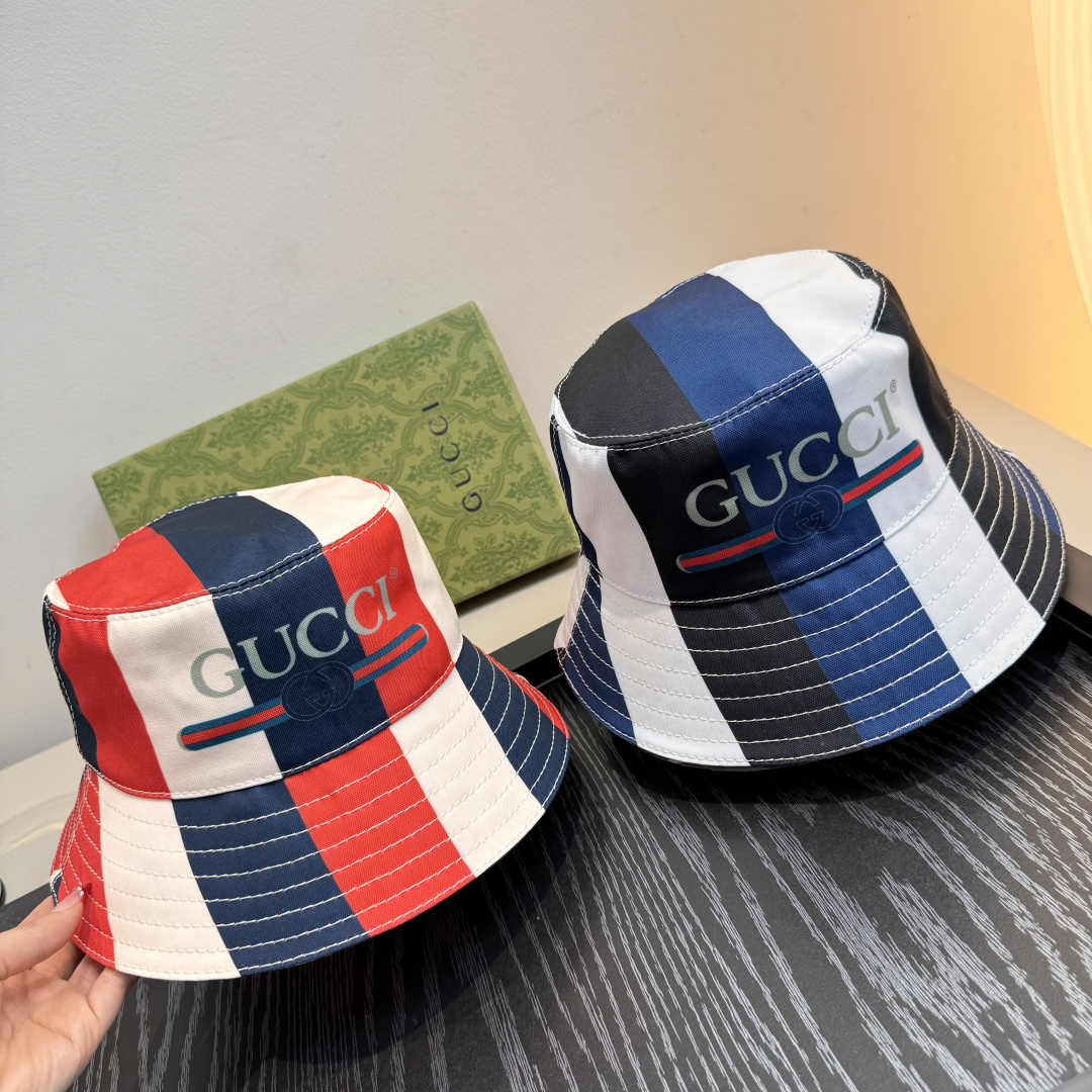 配包装布袋，Gucci古奇新款原单渔夫帽，丝印GUCCI，专柜1:1开模订制，原版帆布料+纯棉里衬，轻盈