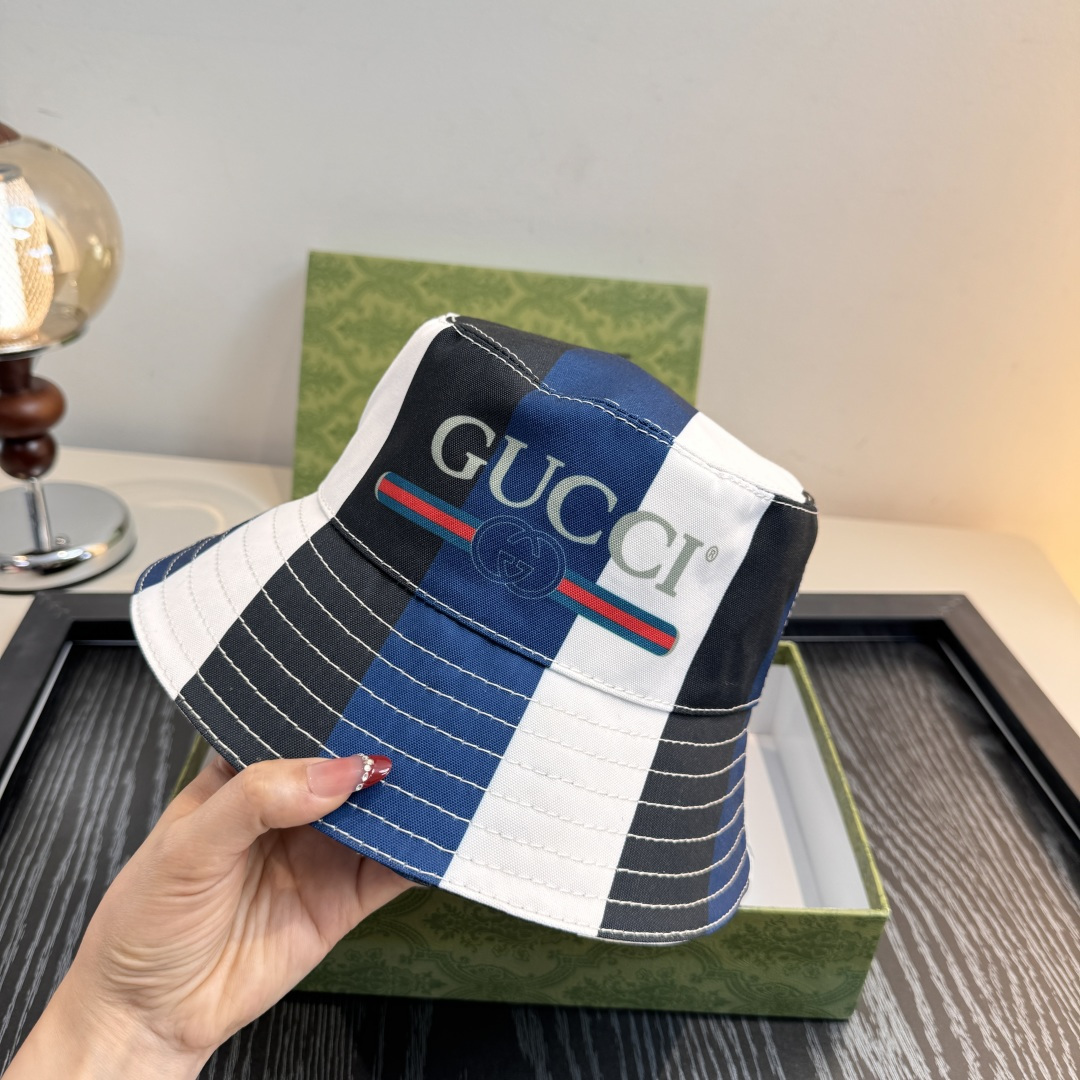 配包装布袋，Gucci古奇新款原单渔夫帽，丝印GUCCI，专柜1:1开模订制，原版帆布料+纯棉里衬，轻盈