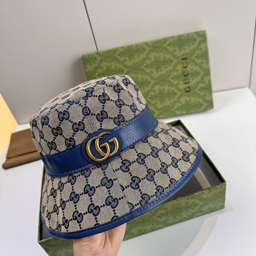 配包装布袋，Gucci古奇新款原单渔夫帽，金属大双G，专柜1:1开模订制，原版帆布料+纯棉里衬，轻盈透气