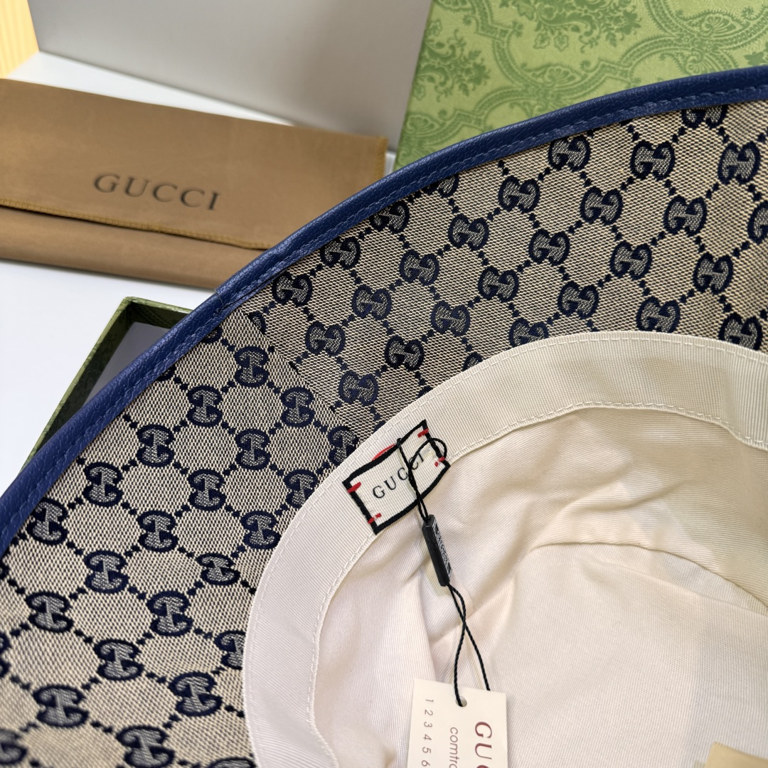 配包装布袋，Gucci古奇新款原单渔夫帽，金属大双G，专柜1:1开模订制，原版帆布料+纯棉里衬，轻盈透气