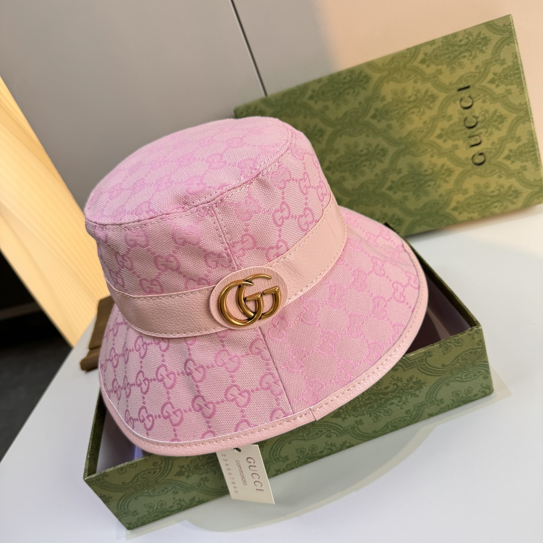 配包装布袋，Gucci古奇新款原单渔夫帽，金属大双G，专柜1:1开模订制，原版帆布料+纯棉里衬，轻盈透气