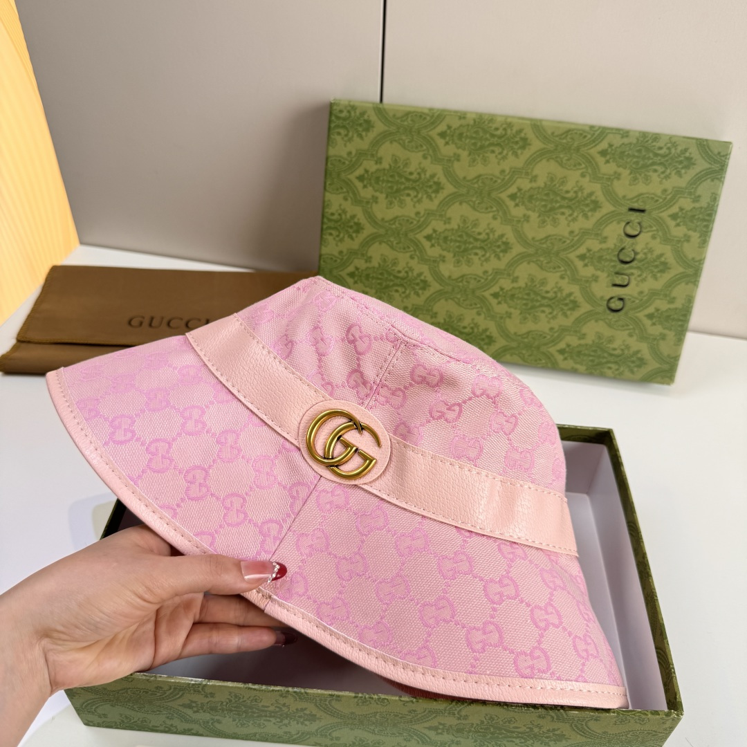 配包装布袋，Gucci古奇新款原单渔夫帽，金属大双G，专柜1:1开模订制，原版帆布料+纯棉里衬，轻盈透气