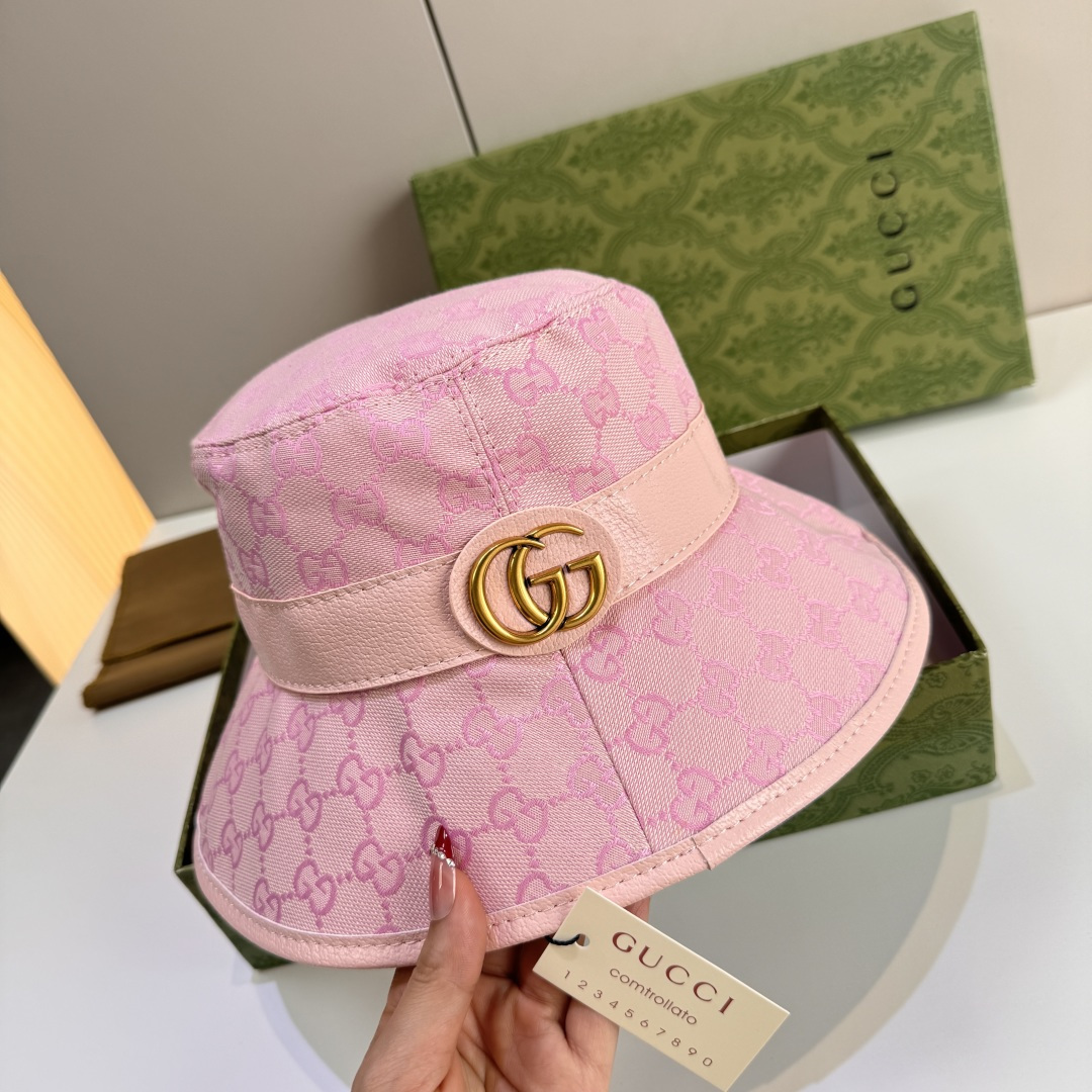 配包装布袋，Gucci古奇新款原单渔夫帽，金属大双G，专柜1:1开模订制，原版帆布料+纯棉里衬，轻盈透气